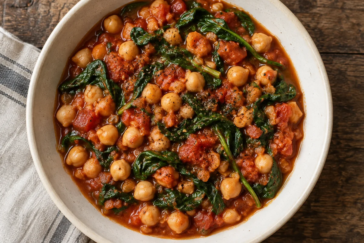 AI-generated serving inspiration for Chickpea Spinach Skillet for Two