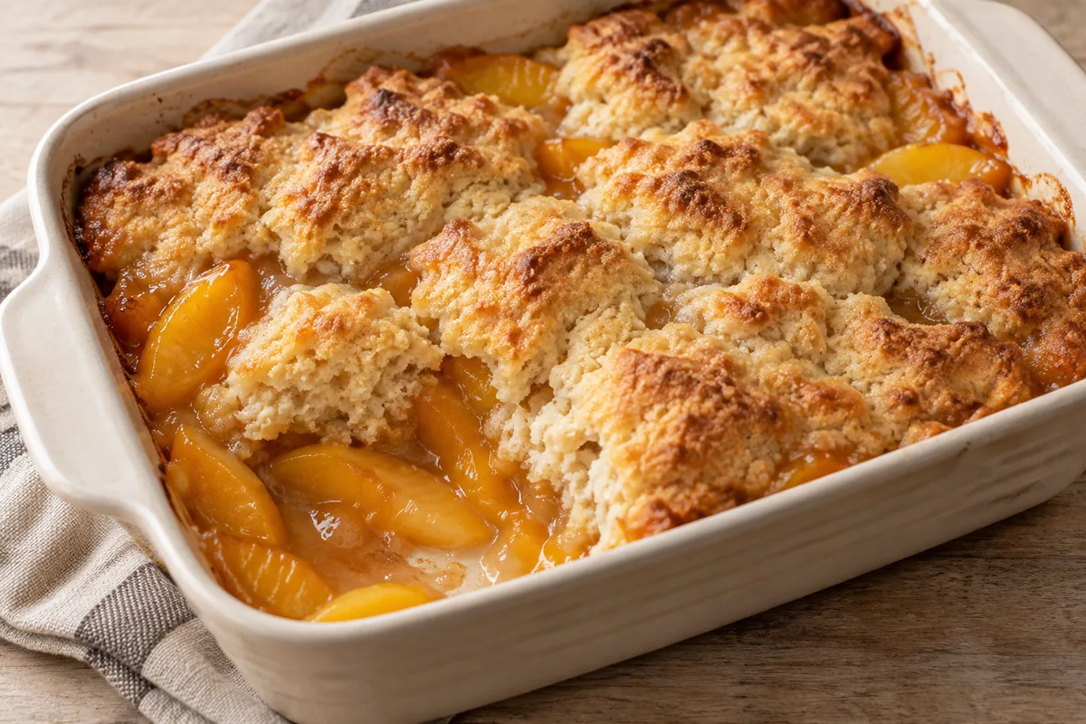 AI-generated serving inspiration for Easy Peach Cobbler