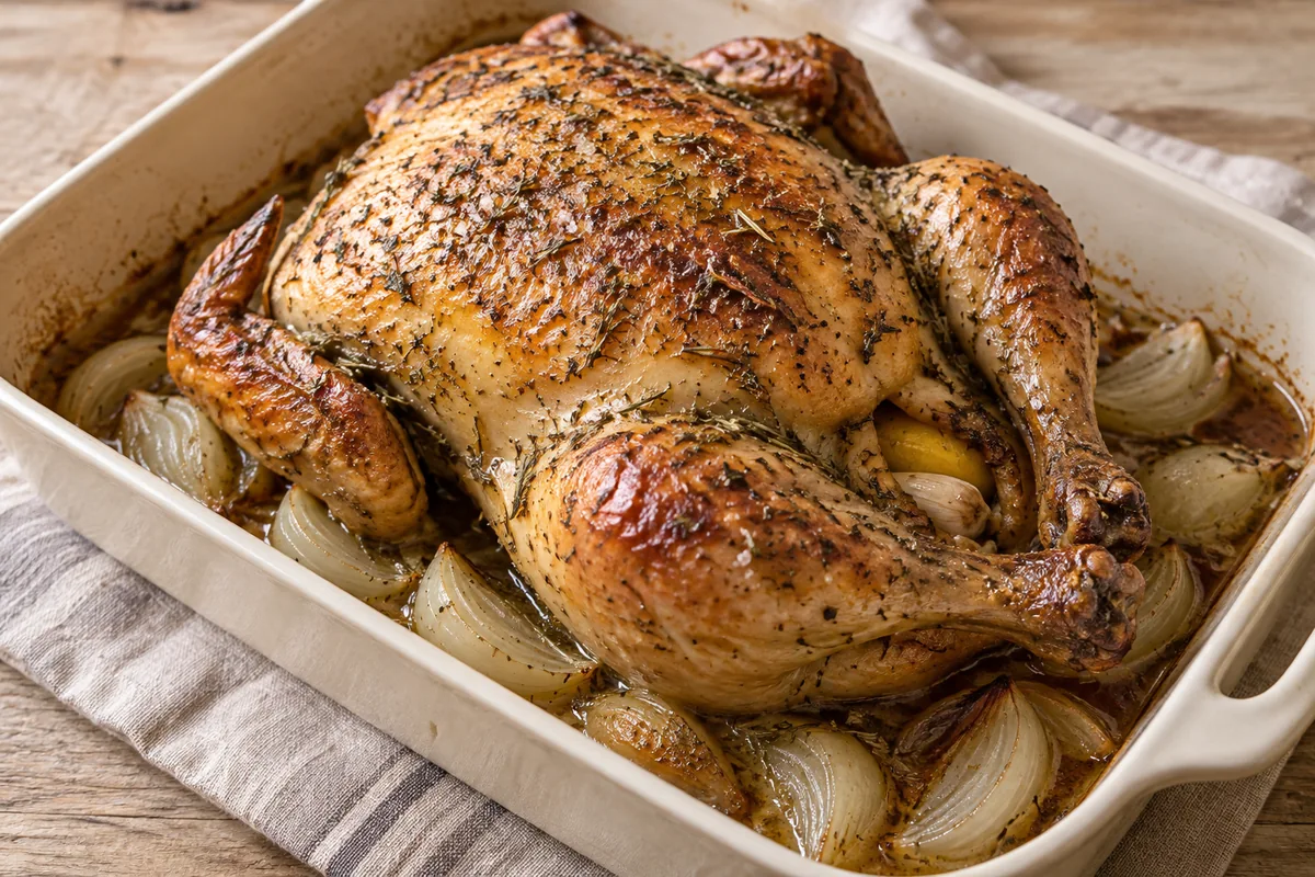 AI-generated serving inspiration for Lemon Herb Roast Chicken