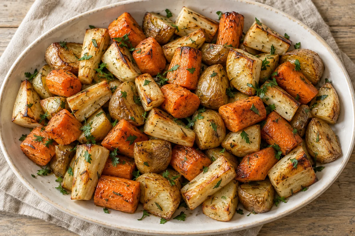 AI-generated serving inspiration for Roasted Root Vegetables
