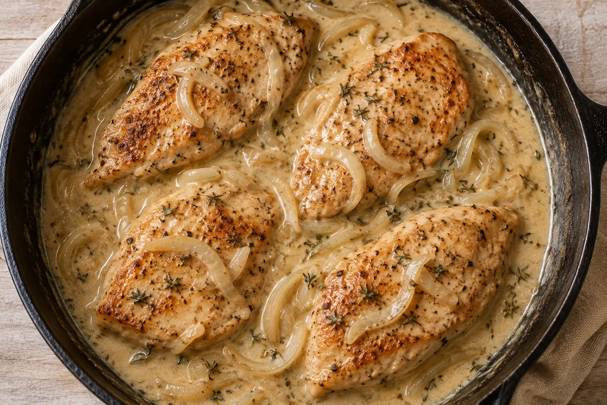 AI-generated serving inspiration for Skillet Chicken and Gravy