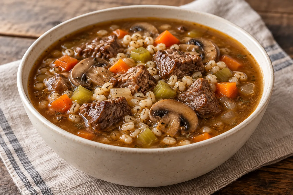 AI-generated serving inspiration for Slow Cooker Beef Barley Soup