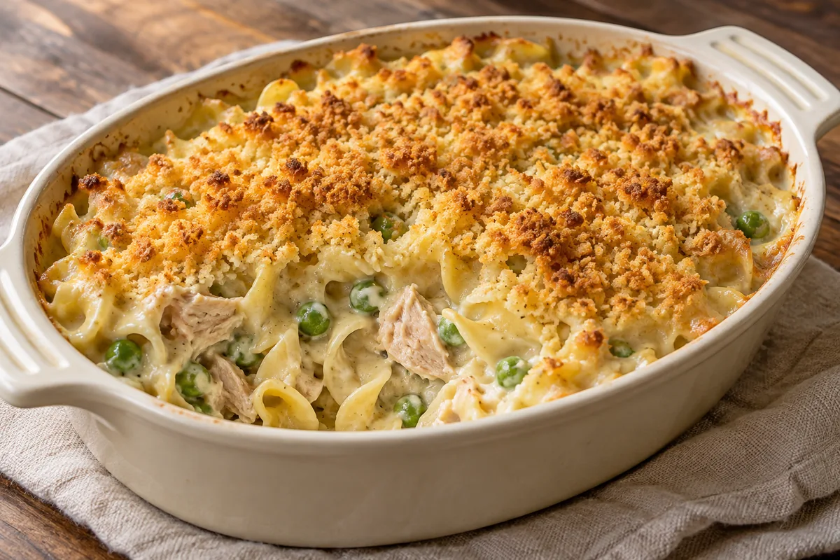 AI-generated serving inspiration for Tuna Noodle Casserole