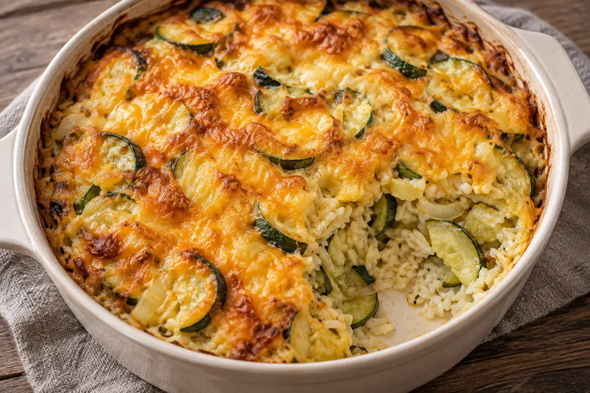 AI-generated serving inspiration for Zucchini Rice Casserole